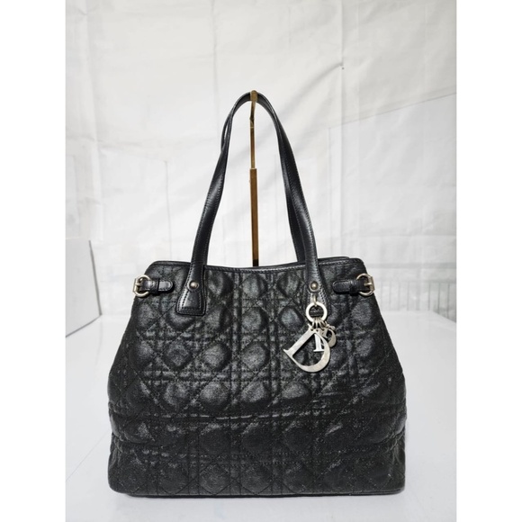 Authentic Christian Dior Coated Canvas Cannage Quilted Medium Panarea Tote Bag - Picture 1 of 15